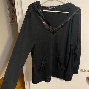18/20 Seven by Lane Bryant black burnout sequin hoodie